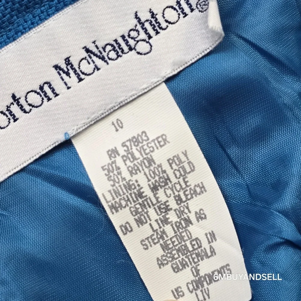Norton McNaughton Vintage Blue Pencil Skirt Size 10 High Waist Lined Knee Length
